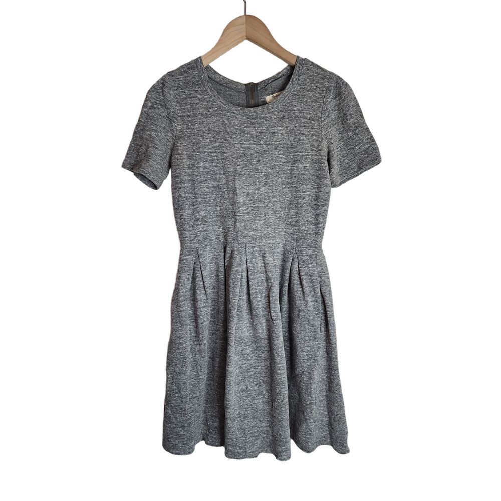 Madewell‎ Dress Women's Small Fit & Flare Pleated Short Sleeve Casual Grey